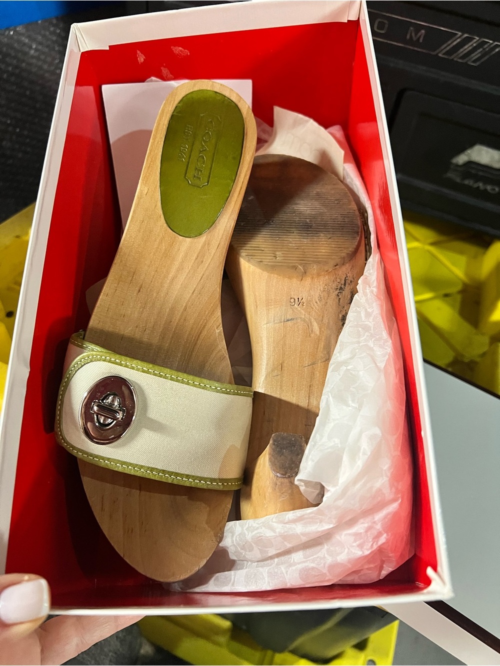 Coach Slide Mules with Olive Trim & Turnlock